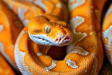 Fototapeta premium A close-up view of a snake's open mouth, highlighting its features