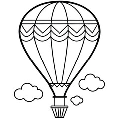 fire balloon with clouds coloring page