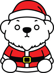 A polar bear vector illustrator dressed as Santa for Christmas