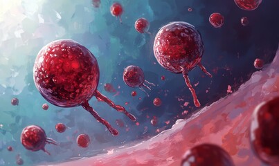 Depiction of stem cells in bone marrow being replaced to treat leukemia, Leukemia, medical illustration