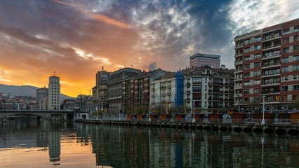 Fototapeta premium sunset over the river