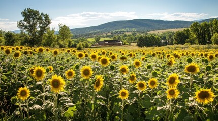 Sunflowers in a Rural Field