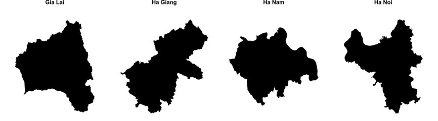 Gia Lai, Ha Giang, Ha Nam, Ha Noi outline maps