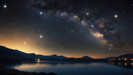 Fototapeta premium A detailed background of a night sky filled with twinkling stars and a faint Milky Way. 