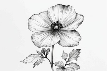 Fototapeta premium A simple yet elegant black and white drawing of a flower