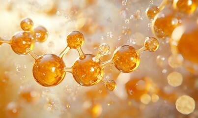 Lecithin A sleek 3D representation of lecithin molecules bonding with skin cells, enhancing cellular health and hydration