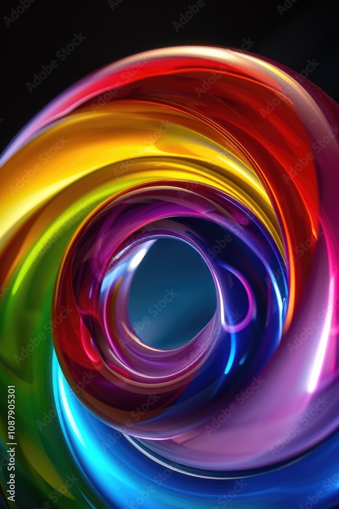 Poster A colorful spiral pattern on a dark background