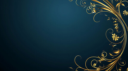 A dark blue banner for an advertising card or presentation with gold decoration
