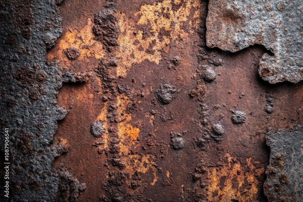 Aufkleber A close-up shot of a rusted metal surface with visible rust, suitable for industrial or abandoned themed projects