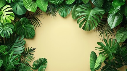 A vibrant arrangement of green leaves on a light background, ideal for design purposes.