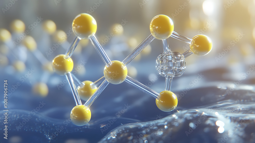 Poster a highly detailed visualization of a hydrogen fuel molecule, symbolizing cutting-edge renewable ener