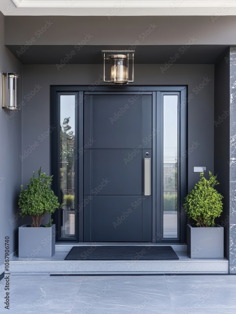 Leinwandbilder the entrance showcases advanced security with cameras, motion sensors, and a fingerprint scanner for