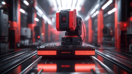 Futuristic robotic equipment in a high-tech setting.