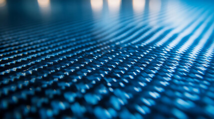 Blue carbon fiber background texture with carbon pattern, close up view