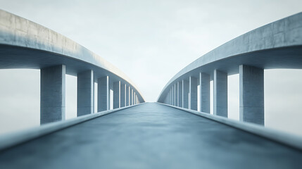 Obraz premium Concept of business success bridge illustrating industry strategy and economic solutions that connect two separate paths, represented in a 3D render