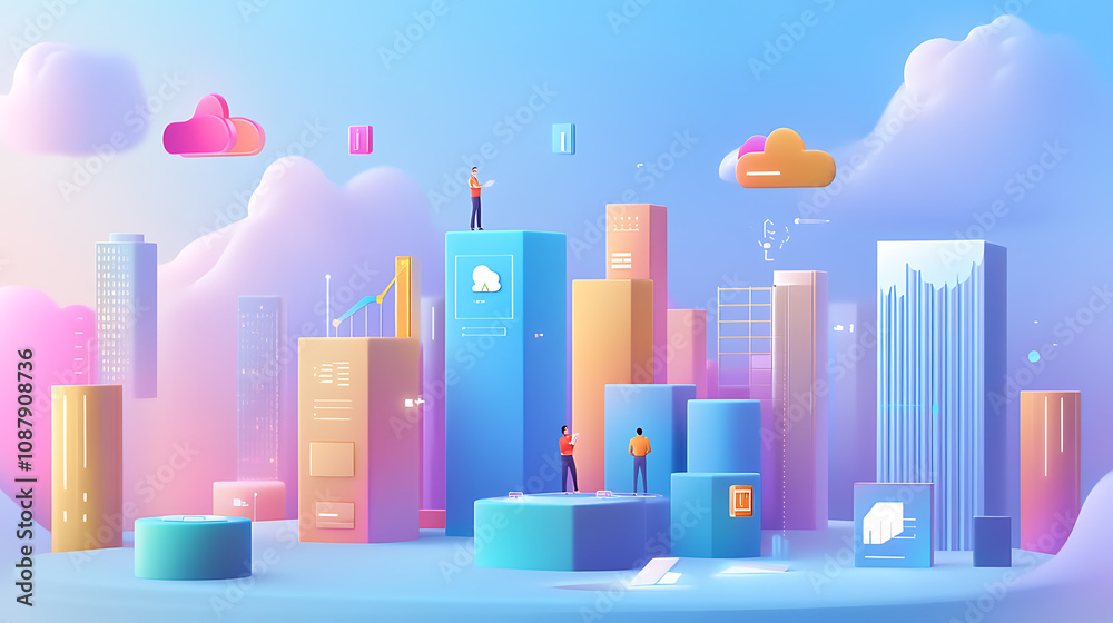 Aufkleber dynamic business environment showcasing the concept of business agility, with symbols representing c