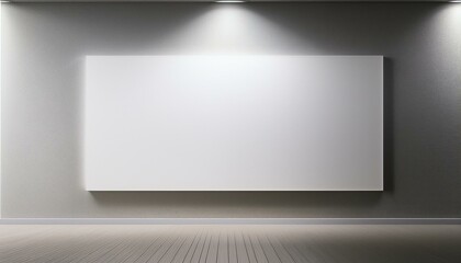 Obraz premium Empty white canvas on a wall in a bright gallery space with minimalist design, concept of modern art exhibition. 3D Rendering