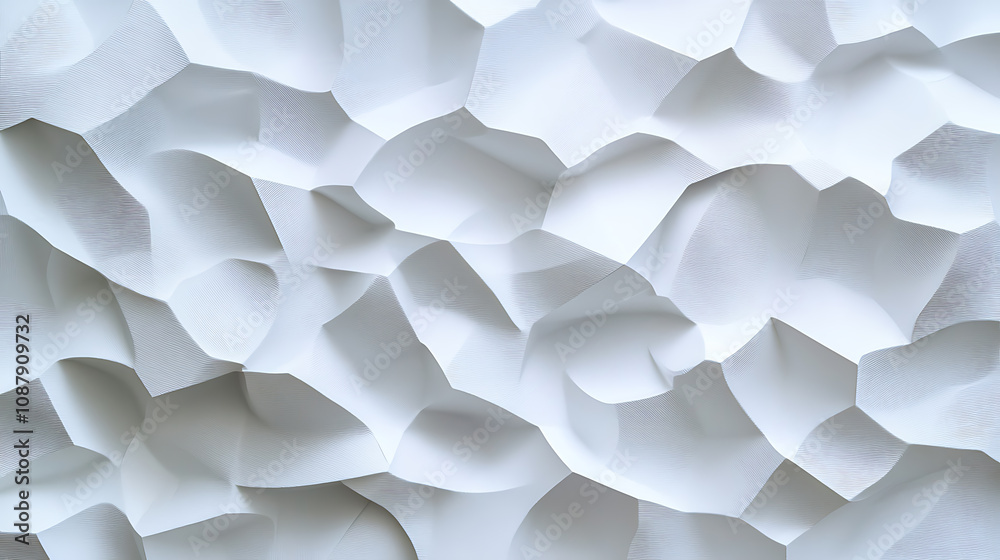 Poster White abstract texture in a 3D paper art style, versatile for use in various design projects like book covers and websites