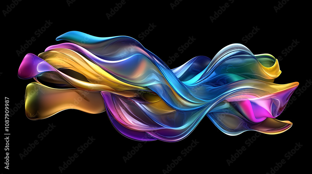 Aufkleber futuristic colorful flowing liquid shape abstract 3d render dynamic and fluid design modern art illu