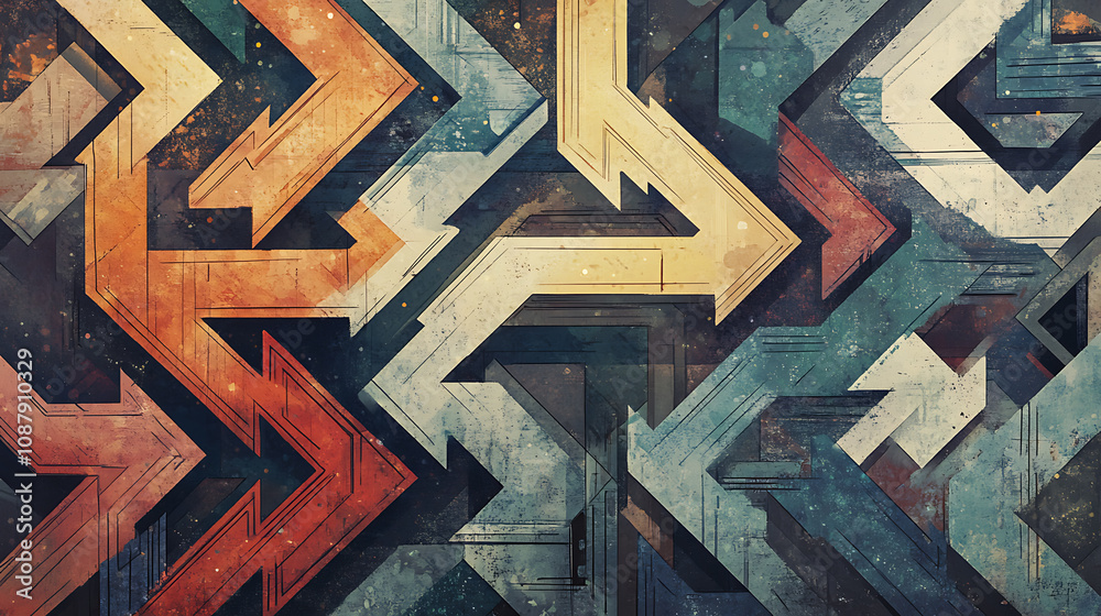 Fototapete intricate arrows pointing in various directions symbolizing complex decisionmaking process digital a