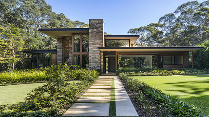 Obraz premium Front view of a contemporary Australian-style home, newly built