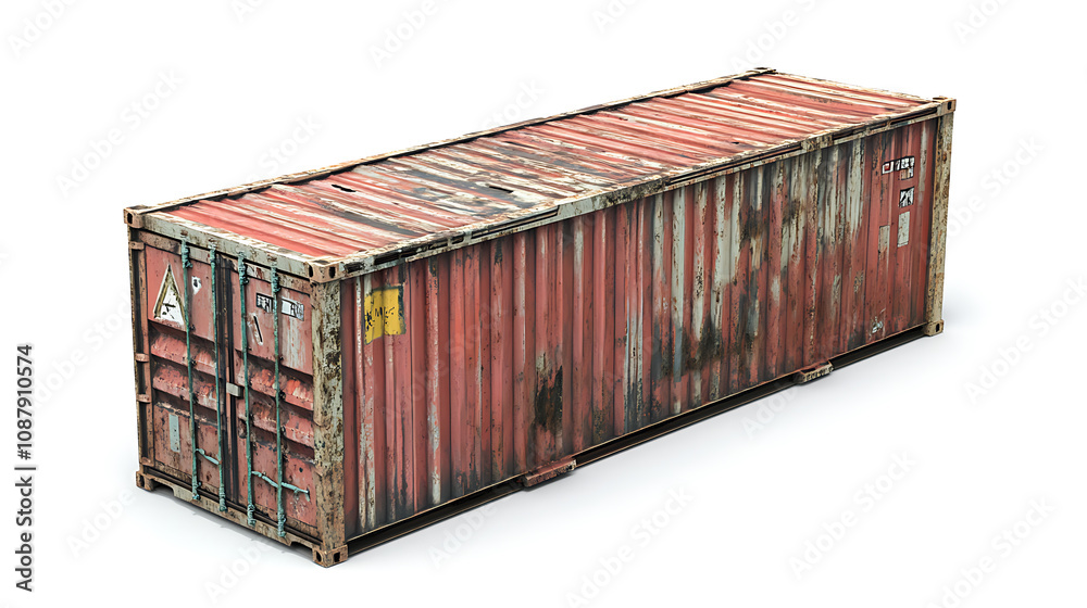 Aufkleber 3d rendering of a shipping container isolated on white background