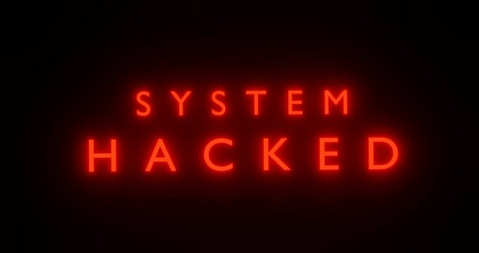 red alert for system hack detection, cyber security threat assessment, failure to defend attack concept, system security compromised, red neon sign