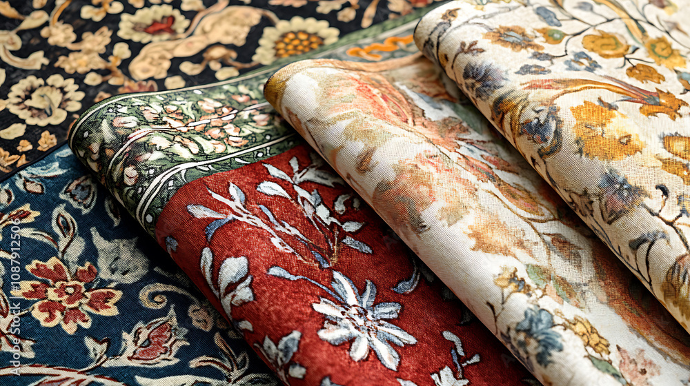 Poster digital textile design featuring mughal patterns suitable for fabrics, carpets, and decorative uses
