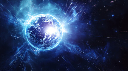 Illustration of electromagnetic fields around Earth and the Sun
