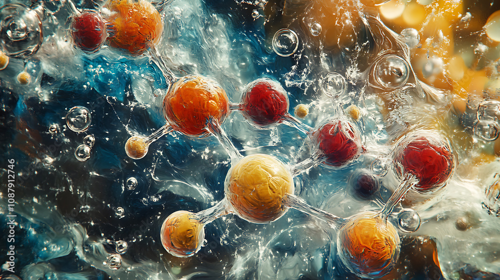 Leinwandbilder molecule model image in a mixed media format, focusing on nanotechnology