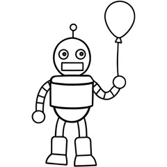 Obraz premium Robot character line art coloring page
