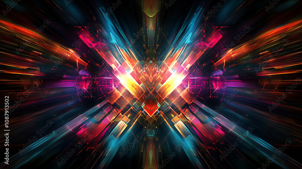 Poster laser light show colorful beams and patterns futuristic entertainment background digital art