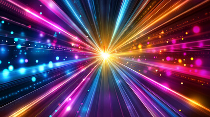 Obraz premium Laser light show colorful beams and patterns futuristic entertainment background digital art