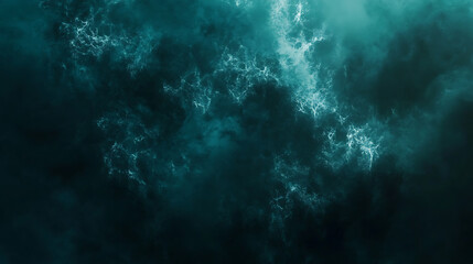 Fototapeta premium Dark teal and black gradient background with grainy noise texture grungy abstract design