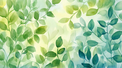 Fresh spring green watercolor foliage abstract background ecofriendly nature illustration