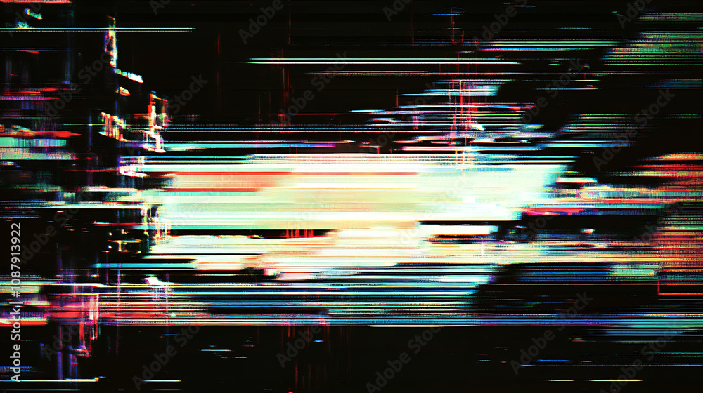 Poster Futuristic test screen glitch texture with distorted pixels and scanlines edgy retro illustration concept