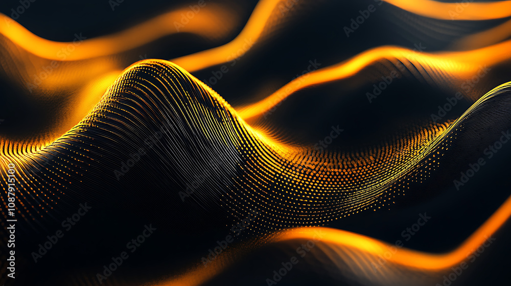 Fototapete a golden curved line on a black background, creating an elegant and sophisticated abstract design wi