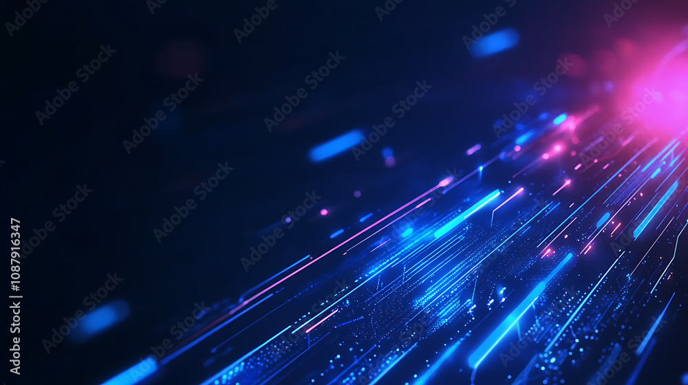 Aufkleber abstract digital brain with glowing lines and holographic elements on blue background, concept of ar