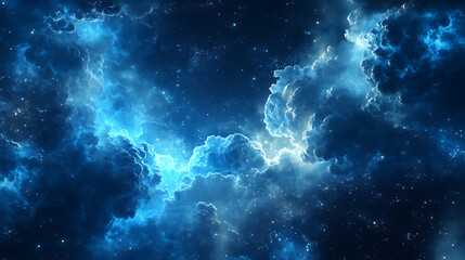 Fototapeta premium Digital background featuring cloud technology, with glowing blue and white clouds on a dark navy background