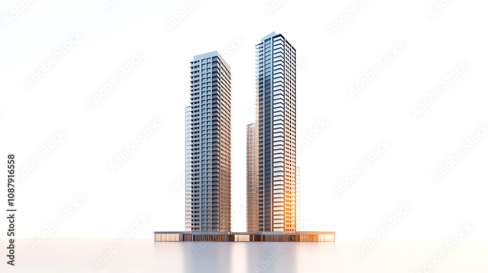 Aufkleber isolated skyscraper buildings on a white background , 3d rendering