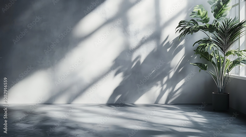 Aufkleber Gray background for product presentation with shadow and light from windows