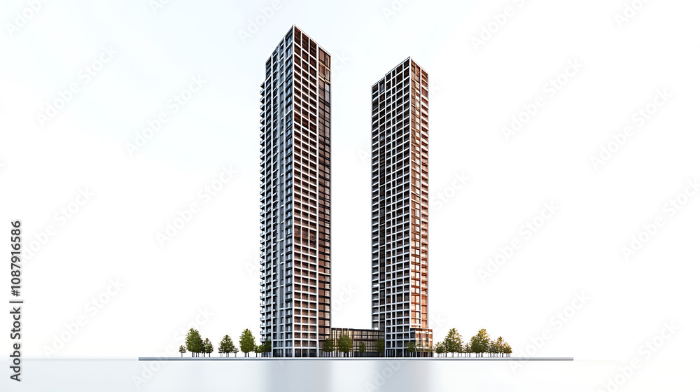Aufkleber isolated skyscraper buildings on a white background , 3d rendering