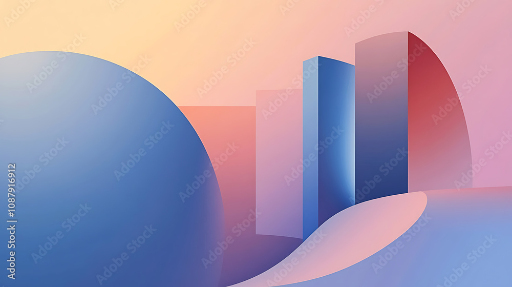Leinwandbilder abstract background with colorful shapes and a blue gradient for a web banner design template, flat 