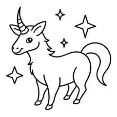 Unicorn line art for coloring page