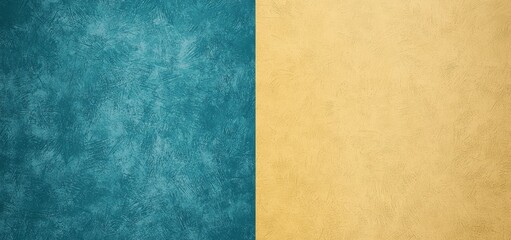 Turquoise and gold painted background creating a two-tone effect, perfect for design projects needing a touch of elegance and modern style