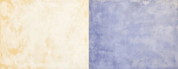 Concrete wall with beige and blue split, textured finish. Ideal backdrop for design