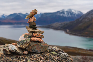 Pile of stones (Cairn) in Norway