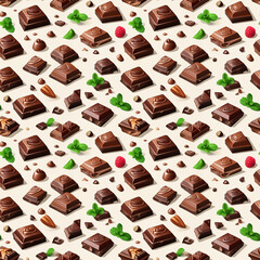 Colorful arrangement of dark chocolate delights on a vibrant surface