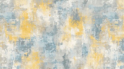 Fototapeta premium Yellow and blue brush strokes blend on a textured canvas, forming an abstract painting that evokes modern art and design principles