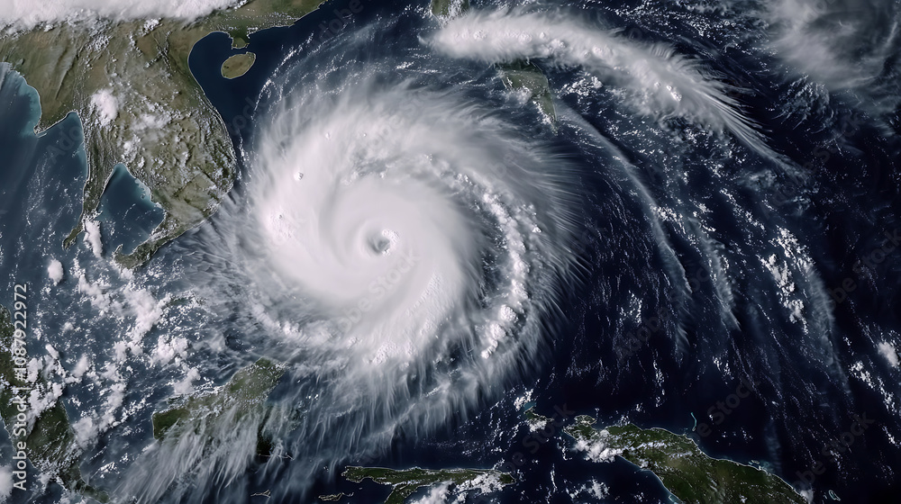 Poster a super typhoon over the ocean is depicted as a severe tropical storm, emphasizing the intense dynam